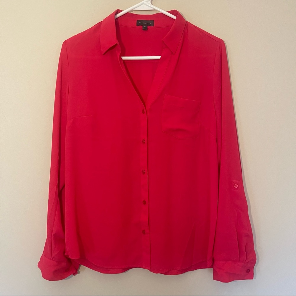 The Limited size medium Long Sleeve Button-up Blouse - bright pink NWOT